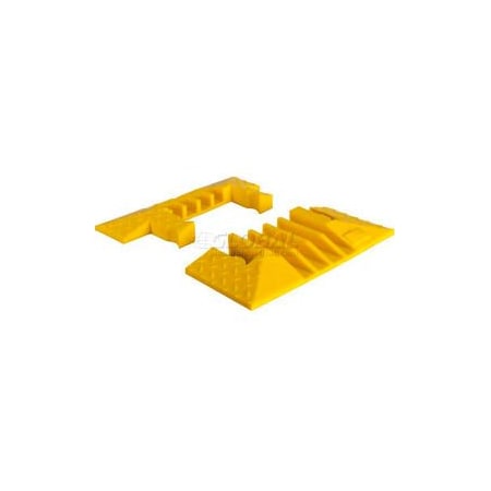 Justrite Cable Protector End Cap, 2 in H, 6 in L, 18 in W, 4 Channel, Yellow YJ4EB-125-Y